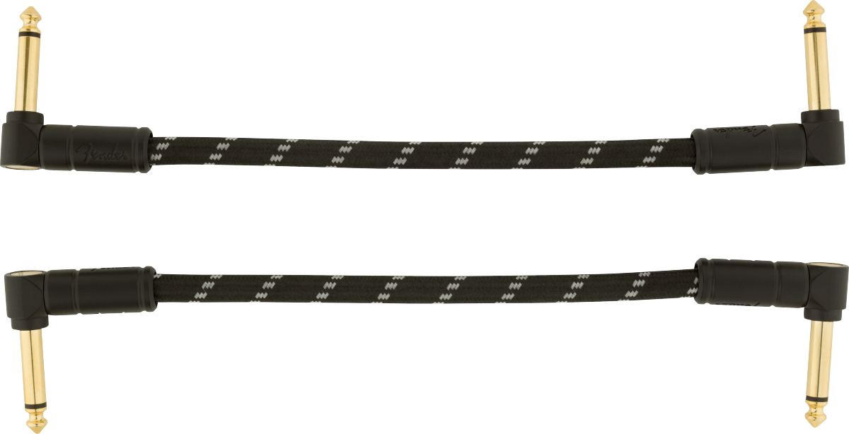 FENDER - Deluxe Series Patch Cables (2-Pack), Angle/Angle, 6", Black Tweed