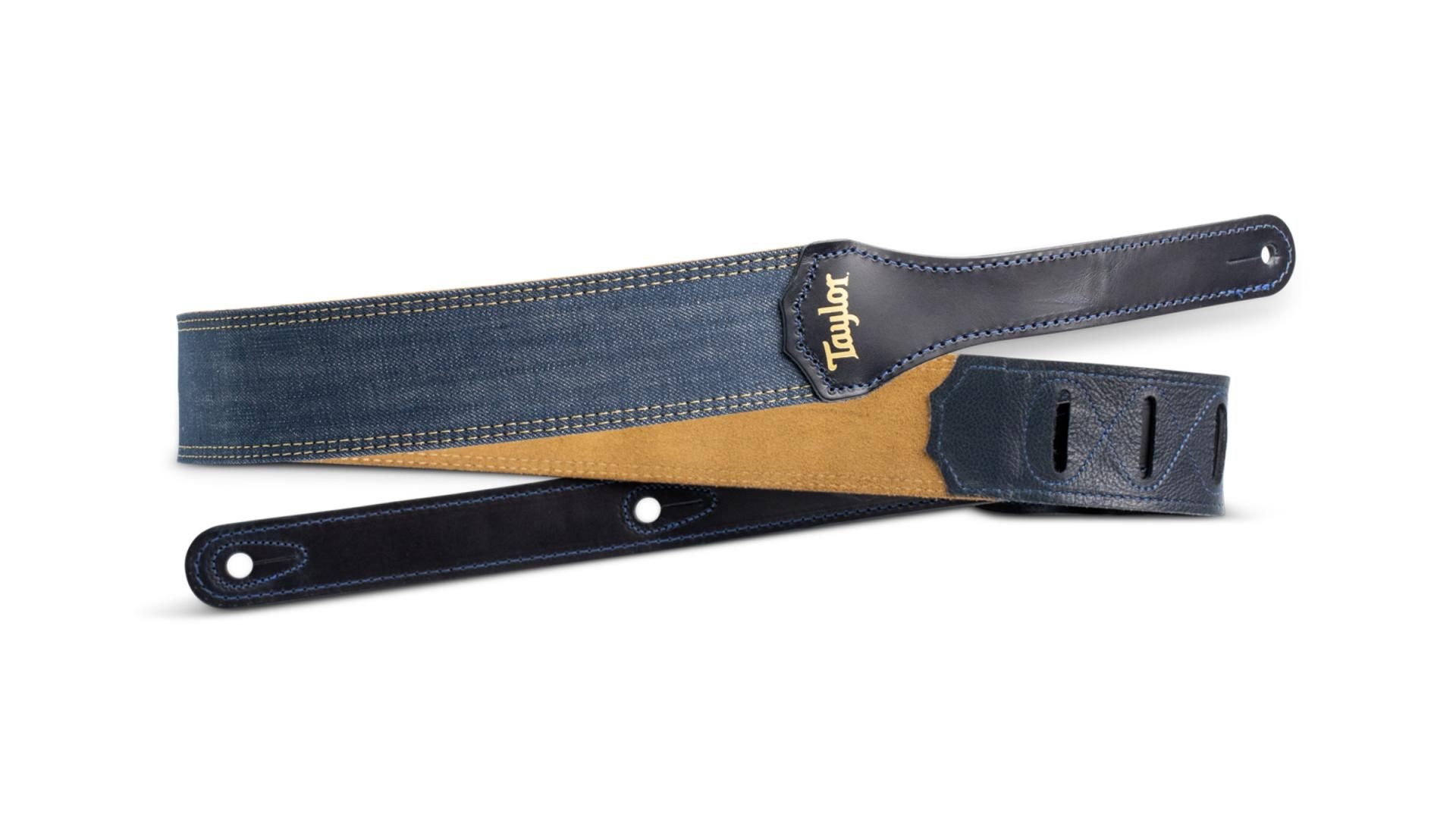 TAYLOR - Blue Denim Strap/Gold Logo 2"